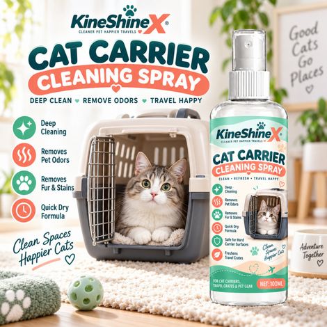 KineShineX Reinigungsspray für Katzentransportboxen – Reinigungs- und Desodorierungsspray für Haustiertransportboxen und Katzenkäfige, entfernt Tierhaare (1/5)