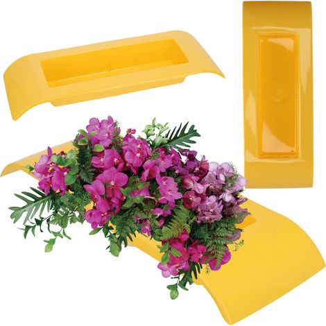 KADAX Ikebana aus Kunststoff, Blumentopf, Blumenschale, 36 cm, Gelb