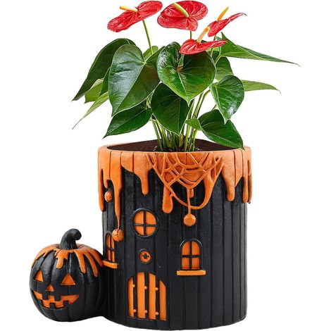 Pot de fleurs citrouille d'Halloween - Pot de fleurs citrouille pour (1/5)