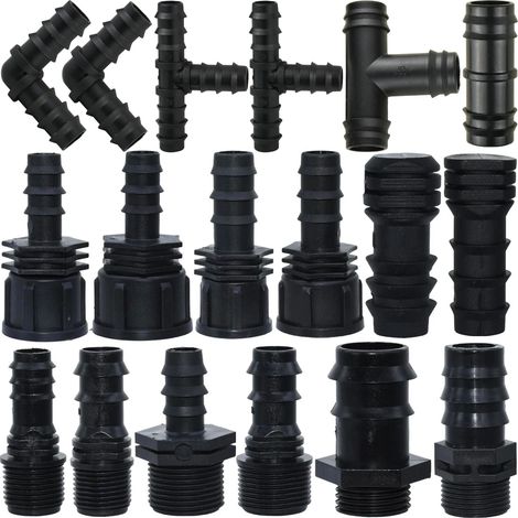 (KSL01-141-8PCS) Raccord fileté mâle/femelle 1/2" 3/4" vers embout cannelé pour tuyau PE, adaptateur en T et coude pour système d'irrigation goutte à goutte de jardin (1/4)