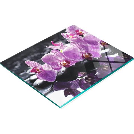 Dekoratives Küchenschneidebrett aus Glas, rosa Orchidee, 60 x 52 cm (1/5)
