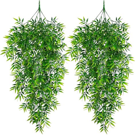 Plante Artificielle - Feuillage en Plastique avec Tige en Fil Métallique - Décoration Murale Intérieure Extérieure - Guirlande Mariage Bureau Jardin - 2 Pièces (1/5)