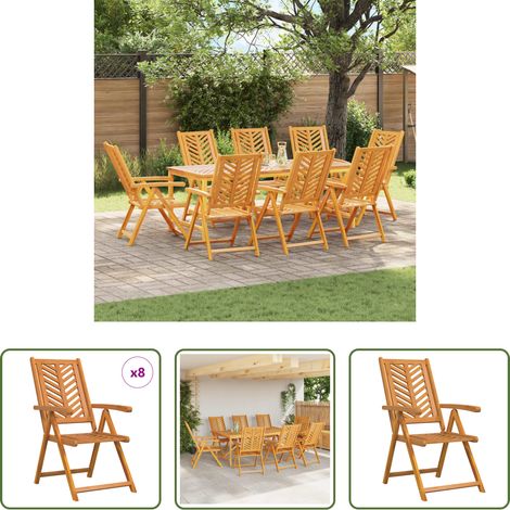 Fauteuil inclinable - Chaise de jardin 8 pcs Marron 57 x 72 x 109 cm (1/5)