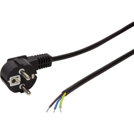 Cable de alimentación LogiLink CEE7/7 de 90° con extremo abierto, 1,5 m, negro, universal (1/4)