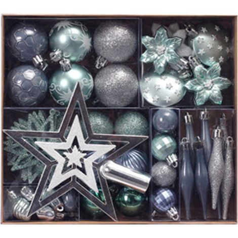 Ornement De Sapin De Noël - Lot De 58 Pièces En Plastique Shatterproof - Boules Étoiles Cœurs Flocons - Décoration Intérieure Pour Fêtes (1/5)