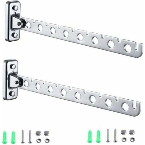 Stainless Steel 2 Hooks Foldable Wall Mounted Clothes Rack, Wall Hanger, Foldable Fan, Wall Hanger L13 (1/4)