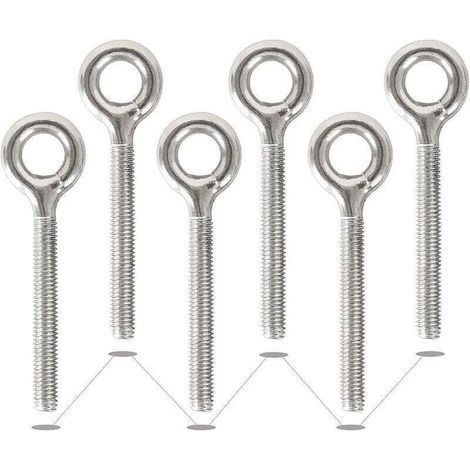 6er-Packung M10 304 Edelstahl-Schweißösen, geschlossene Gewindebolzen, korrosionsbeständige Ösenbolzen