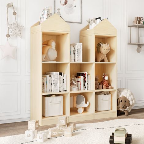 Kinderbücherregal aus Holz, Bücherregale für Jungen, Mädchen, Schlafzimmer, 8 Ablagefächer, 91 x 30 x 108 cm (1/5)