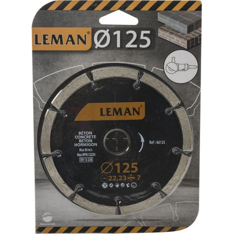 Leman – Disque diamant segments 125 mm – Pour meuleuse – Coupe à sec – Jante segmentée 7 mm – Alésage 22,23 mm (1/3)