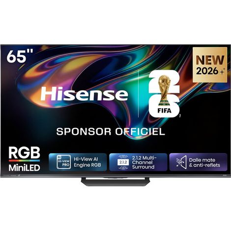 Hisense 65UR8S 65" Smart TV 4K Mini LED RGB 180 Hz VIDAA U9.5 Dolby Atmos Noir