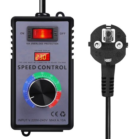 Variateur de Vitesse pour Moteur 220V AC 10A 4000W, SCR Régulateur de Tension avec Bouton Rotatif Régulateur de Vitesse Moteur Contrôleur de Vitesse du Ventilateur pour Meuleuses D'angle, Souffleuses (1/5)