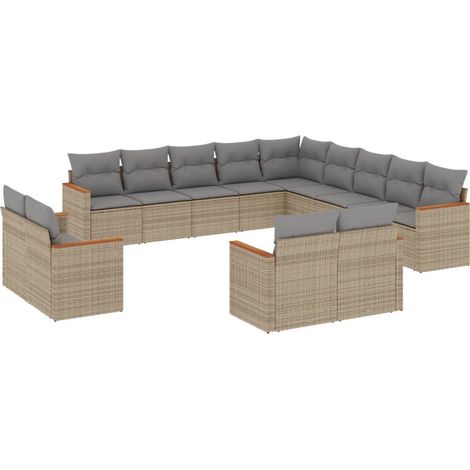 Maison Exclusive - 13-tlg. Garten-Sofagarnitur mit Kissen Beige P