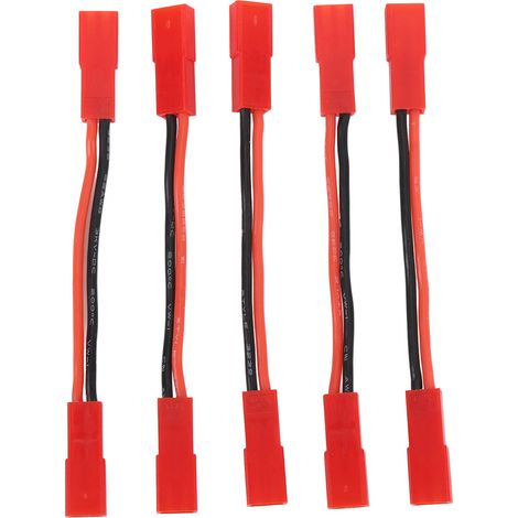 Lot de 5 connecteurs JST femelles vers JST femelles, calibre 22 AWG, 5 cm (2 pouces), pour câbles de conversion de moteurs et contrôleurs de vitesse (ESC) de voitures RC. Accessoires inclus. (1/5)