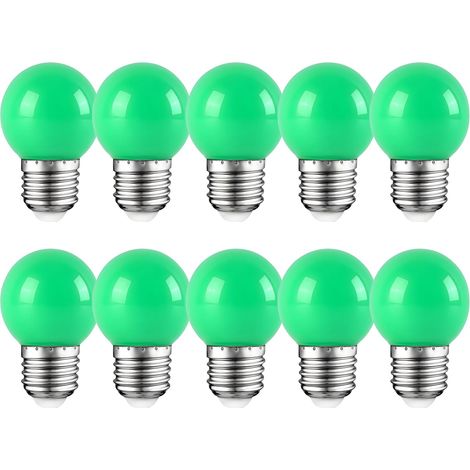 10 Ampoule LED E27 2W Couleur Vert Golf PC 360 Degrés Pour Décoration Fête (1/5)