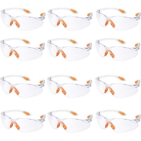 Lot de 12 Lunette de Sécurité Lunettes de Protection Travail avec Lentilles Transparentes Anti-Buée Lunette Protection pour Jardin Laboratoire Chimie..