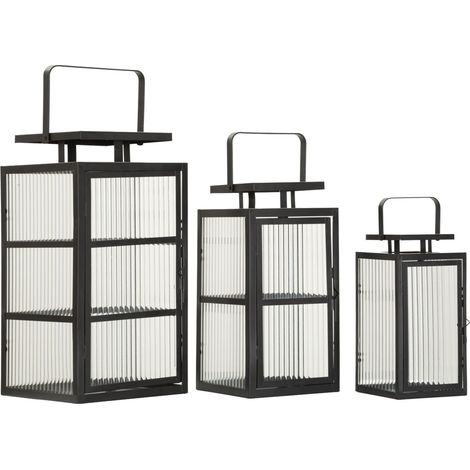 ANDROMEDA TRIS LATERNEN CM 25,5X25X50-X20,5X20X40-15,3X15X29,5 (GEHÄRTETES GLAS) (1/5)