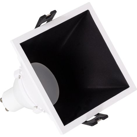 Foco Downlight Cuadrado 45º GU10 6W Corte 85x85 mm Bajo UGR PC No Flicker 6500K Negro Blanco Frío