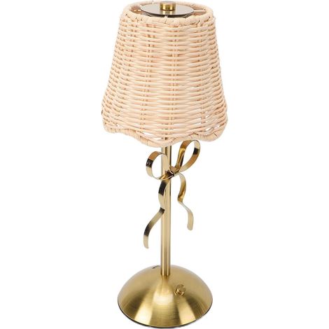 Lampe à Nœud en Rotin, de Table Tissée sans Fil avec éclairage (1/4)
