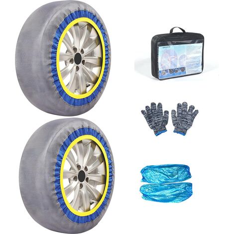 Lot de 2 paires de chaussettes à neige pour pneus de voiture - Alternative à la chaîne à neige - Accessoires de voiture d'hiver (1/5)