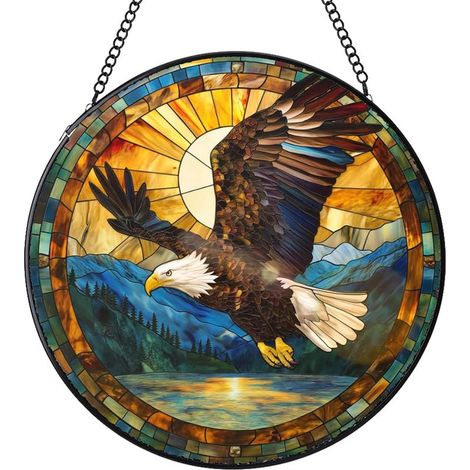 Attrape-soleil vitrail rond – Décoration maison pour porte, mur et fenêtre, idée cadeau femme homme, Diamètre : 12.5 cm (1/4)