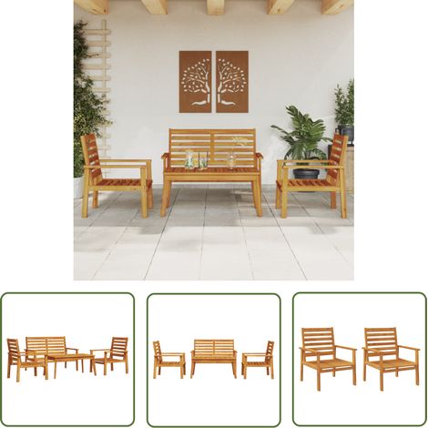 The Living Store Salon de jardin 4 pcs bois d'acacia solide - Salon De Jardin - Mobilier Extérieur - Meubles De Jardin - Set De Salon De Jardin - Acacia Massif (1/5)