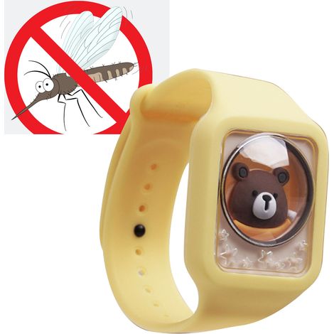 Bracelet anti-piqûres jaune, étanche et durable, multi-usage, sûr et résistant aux morsures, idéal pour les enfants en extérieur. (1/5)