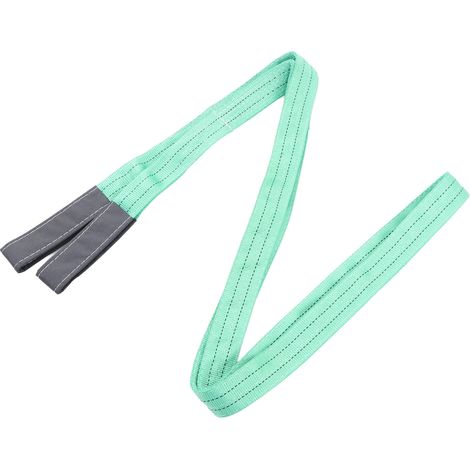 Sangle de levage en polyester 2 mètres, élingue plate industrielle pour grue, capacité 2000 kg, anneaux et boucle, vert, résistante et robuste (1/5)