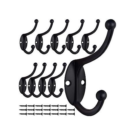 10 Stück Retro-Garderobenhaken zur Wandmontage, Vintage-Metall-Türhaken für Badezimmer, Küche, Schlafzimmer, Eingangsbereich (Schwarz)