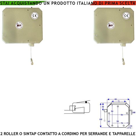 Sensore Antifurto a Cordino 2 Pezzi Protegge la Tapparella dal Taglio Strappo e Sollevamento Fune in Nylon Scorre su Carrucola in Ottone Sintap Impulsi Veloci 4/6 mS Allarme Necessita di Conta Impulsi (1/2)