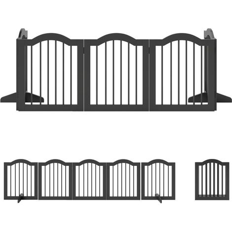 Freistehendes Hundesicherheitsgitter mit Füßen, faltbar, 5-teilig, 261,5 x 29,5 x 61 cm, Schwarz