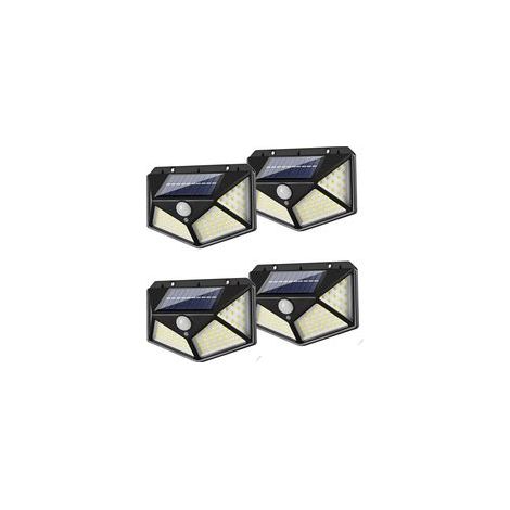 Kit de 4 lampadaires solaires extérieurs avec capteur de mouvement 270°, 114 LED, 700 lm, 3 modes d’éclairage, étanchéité IP65 – Idéal pour allées, jardins et sécurité extérieure (1/5)