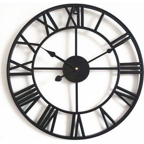 45 cm große, geräuschlose Vintage-Wanduhr mit römischen Ziffern, ohne Ticken, aus Metall – Dekoration für Wohnzimmer, Küche, Café, Hotel und Büro (1/5)