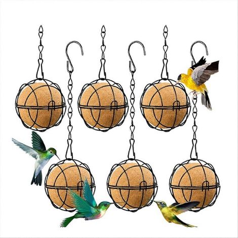 Lot de 6 mangeoires à boules de graisse pour oiseaux, noires (1/5)