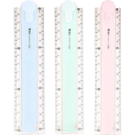 Ruler - 30 Cm Foldable Plastic Ruler - Transparent School Ruler With Geometric Templates - For Students And Children - 3 Pieces (1/5)