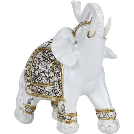 Figurine d'animal en résine pour la maison, reproduction d'une adorable statuette d'animal, décoration intérieure, ornement en porcelaine dorée à fleurs, taille L (j16220) (1/5)