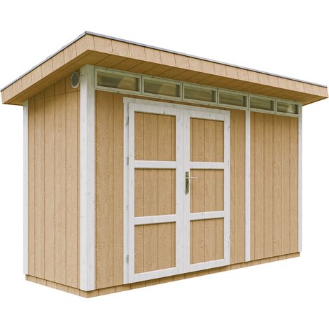 Caseta de jardín de CALIDAD PREMIUM 4,3m²-L161xW411cm - con Suelo,Baldosas Bituminosas y Pintura - Construcción con paneles LP Smartside - Cobertizo jardín exterior TIMBELA M902A - Harvest honey (1/5)