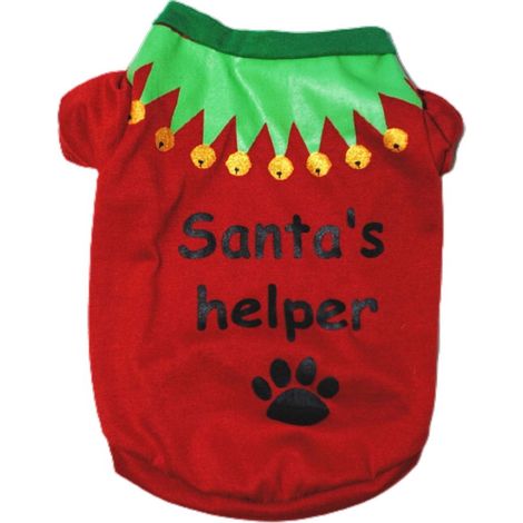 Gilet Pour Chien - Costume De Père Noël Avec Motif Elfique - Coton Doux - Pour Fêtes Et Photos - Taille Unique (1/5)