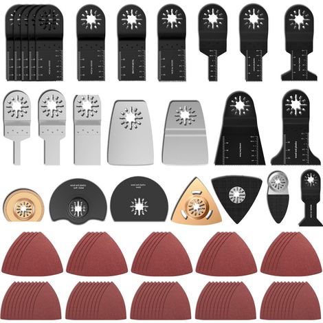 Lot de 100 - Lame oscillante - Accessoire multifonction - Coupe métal et bois - Pour scie sauteuse et ponceuse - Acier inoxydable - Universel (1/5)
