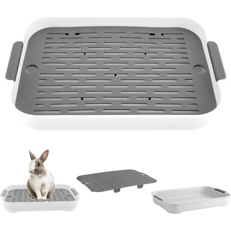 Baño para animales pequeños, arenero para conejos y otros animales pequeños, orinal de entrenamiento para cobayas y hurones (gris)