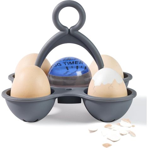 Minuteur pour cuiseur à œufs à couleur variable avec support, sans BPA, pour des œufs à la coque, mollets ou durs parfaits, étanche à l'eau, indicateur de cuisson précis, bleu (1/5)