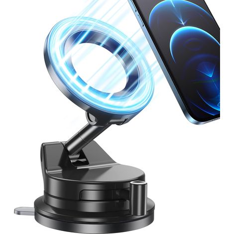 Supporto per telefono da auto, supporto magnetico per telefono, supporto per telefono regolabile a 360° per cruscotto e parabrezza (1/4)