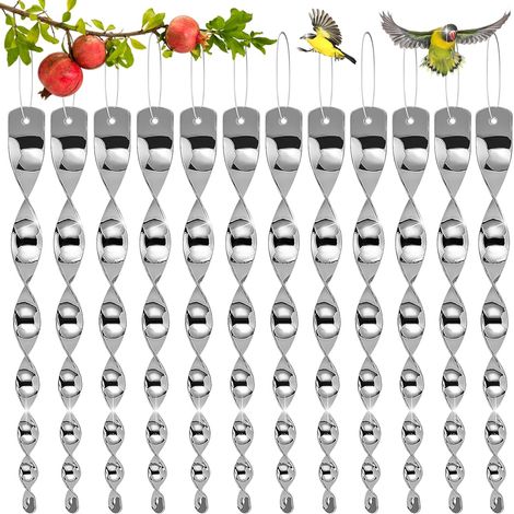12 Pcs Spirale Réfléchissante Répulsif Oiseaux, 30CM Barre Effaroucheur Oiseaux,Répulsifs Oiseaux Reflechissants,360 Degrés Repulsif, Éloignez Les Oiseaux De Vos Fenêtres Et De Votre Jardin (1/5)