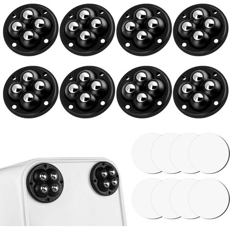 Self Adhesive, 8 Pieces Ball Caster, Mini 360 Degree Caster, Self Adhesive Ball Casters, Mini Universal Casters, for Furniture, for Storage Boxes, Small Furniture