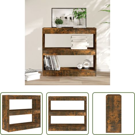 vidaXL Cloison de séparation - Bibliothèque/Séparateur de pièce chêne fumé 80x30x72 cm (1/5)
