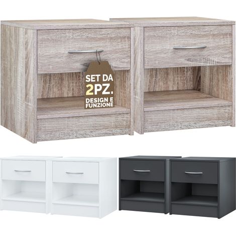 CASARIA® Comodino con Cassetto per Camera da Letto 41cm Altezza Comfort Comò Portaoggetti in Legno 41x39x28cm 2er Set Eiche (de) (1/5)