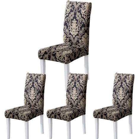 Lot de 4 housses de chaise style baroque – Tissu jacquard – Pour chaises (1/5)