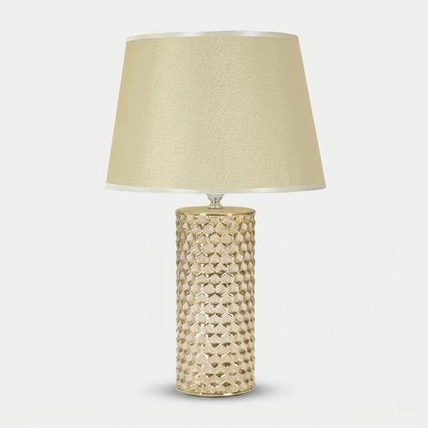 Lámpara de mesa de cerámica con pantalla Glam gold (1/5)