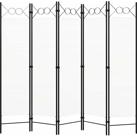 Cloison de séparation 5 panneaux-Paravent-Séparateur de pièce Blanc 200x180 cm (1/5)