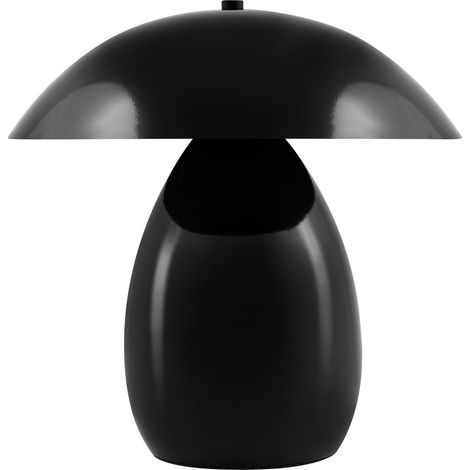 Lámpara de mesa moderna con pantalla de hierro una luz 30 cm forma de seta negro Sigi