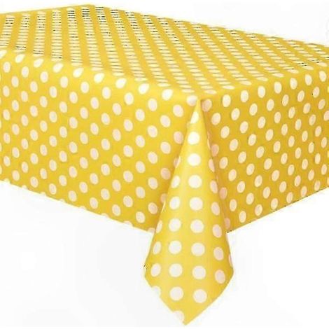 Rechteckige Tischdecke aus gewachstem PVC mit gelben Punkten, 137 x 183 cm, ideal für das Esszimmer (1/4)